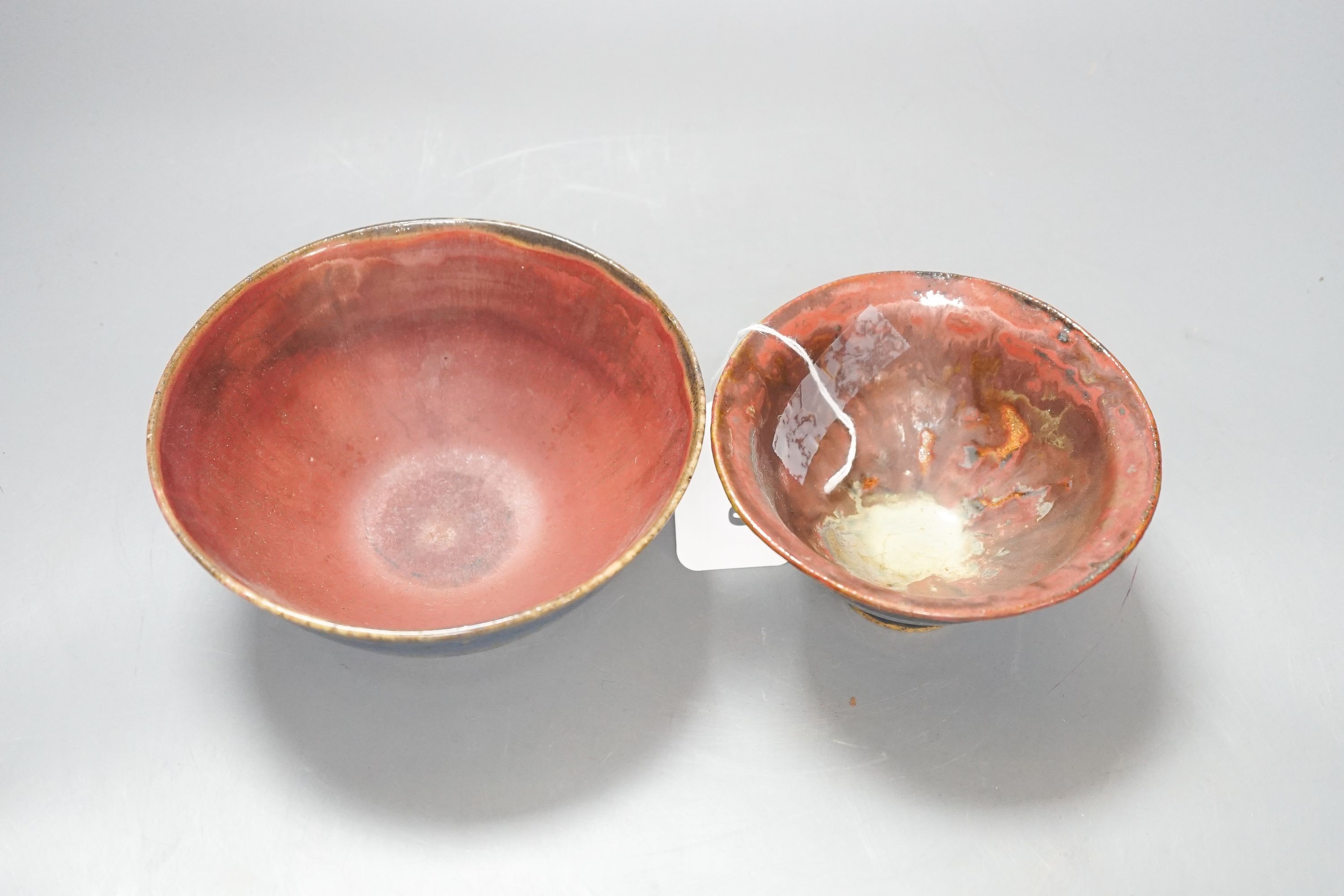 Two Chinese Henan type black glazed bowls, Qing dynasty 15.5cm